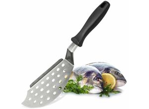 4008033217231 - FMProfessional Fischwender mit seitlicher Kante by Fackelmann – Fischhalter mit praktischen Löchern – Spatula für den Grill zum Wenden von Fisch-21723