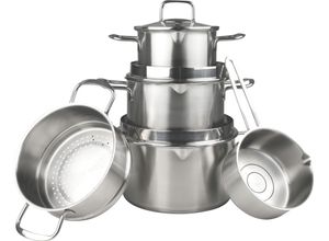 4008033233705 - Chefkoch+Fackelmann Kochtopfset  Edelstahl  Metall  5-teilig  16 cm20 cm  15 L55 L  Abgießfunktionbackofengeeignet  Kochen Töpfe