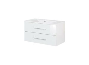 4008033829137 - FACKELMANN Waschtischunterschrank inkl Gussbecken BCLEVER   Badschrank mit Soft-Close-System   Maße (B x H x T) ca 90 x 485 x 46 cm   Weiß-82913