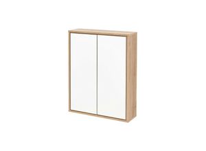 4008033846325 - FACKELMANN Spiegelschrank FINN   Badschrank mit Push-to-Open   Maße (B x H x T) ca 60 x 75 x 205 cm   Schrank fürs Bad mit 2 Türen   Korpus Braun