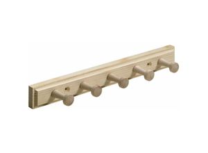 4008057060011 - Hettich - Holzgarderobe 5 Haken 300 x 35 x 55 cm Fichte Hakenleisten