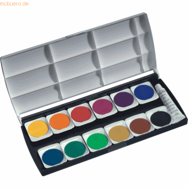 4008110092751 - herlitz Wasserfarbkasten schwarz braun ocker hellgrün grün blau türkis lila rosa rot orange gelb 12 Farben 4008110092751 - herlitz Wasserfarbkasten schwarz braun ocker hellgrün grün blau türkis lila rosa rot orange gelb 12 Farben