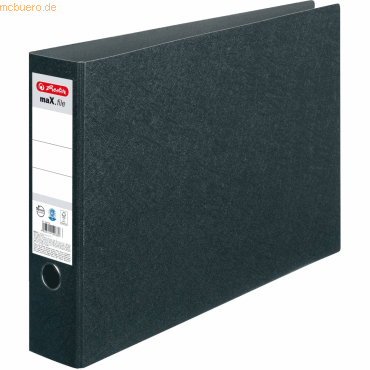 4008110190389 - herlitz Ordner Ordner A3 Quer 75mm sz Rückenbreite 75 cm DIN A3 quer Karton schwarz marmoriert