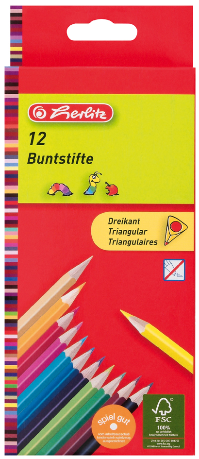 4008110193946 - herlitz Dreikant-Buntstifte 6er Karton-Etui aus Lindenholz lackiert FSC-Zertifiziert sortiert in den (10412013)