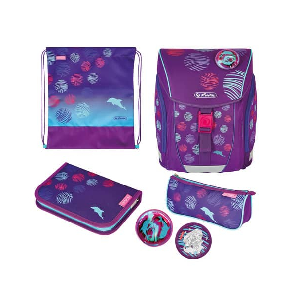 4008110284804 - herlitz Schulranzen-Set FiloLight Plus Sea Bubbles Kunstfaser lila