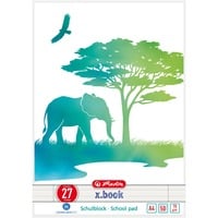 4008110295909 - Herl Schulblock A4 GREENline Elefant 27 GREENline  Elefant  Bl 50  Lineatur 27 (50039937) - Herlitz