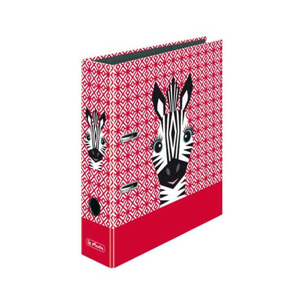 4008110298290 - herlitz Motivordner maXfile Cute Animals Zebra DIN A4 Rückenbreite 80 mm Schlitzordner Einband cellophaniert - 1 Stück (50040193)