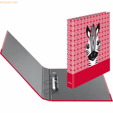 4008110298375 - herlitz Ringbuch maXfile Cute Animals Zebra A4 2-Ring D-Combi-Mechanik Rückenbreite 40 mm Füllhöhe - 1 Stück (50040216)