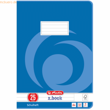 4008110340258 - Schulheft 340257 xbook Lineatur 25 liniert mit weißem Rand A4 80g blau 32 Blatt 64 Seiten 4008110340258 Herlitz 4008110340258 - Schulheft 340257 xbook Lineatur 25 liniert mit weißem Rand A4 80g blau 32 Blatt 64 Seiten 4008110340258 Herlitz