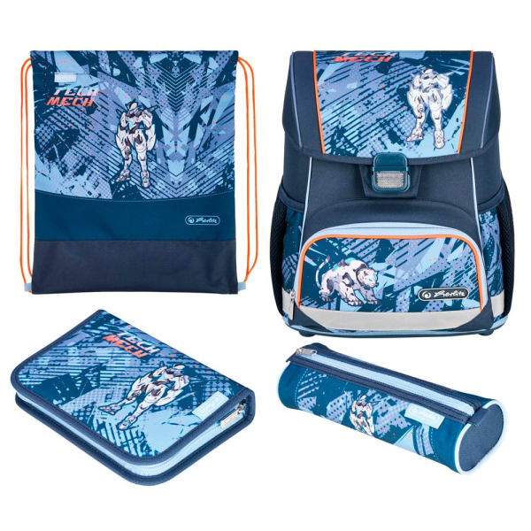 4008110397139 - Schulranzen-Set Loop Plus TechMech Kunstfaser grün 4008110397139 Herlitz