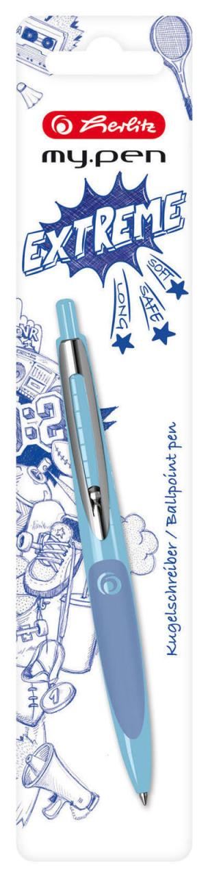 4008110588797 - 3 x Kugelschreiber Gel mypen M Druckmechanik hellblau dunkelb