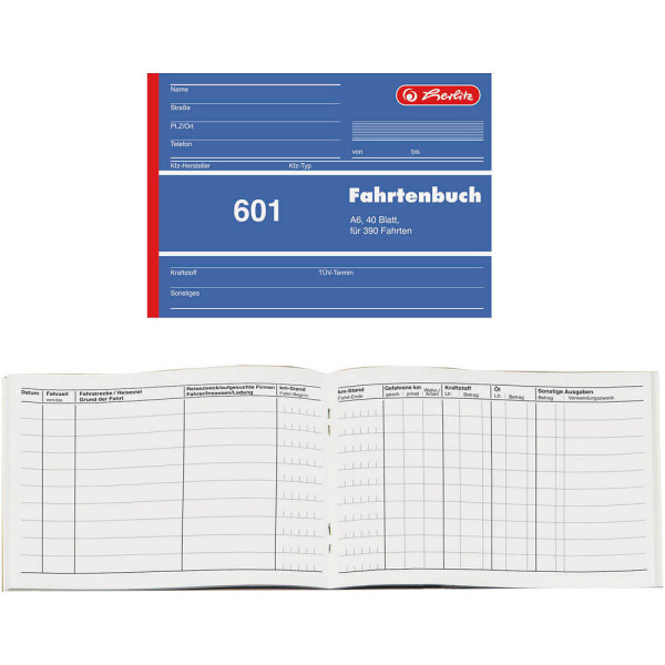 4008110840642 - herlitz Fahrtenbücher Fahrtenbuch Pkw mit Kraftstoffverbrauch 840645 DIN A6 quer 1x 40 Seiten