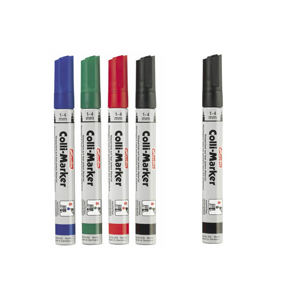 4008118665995 - herlitz Collimarker 1-4mm 5er Farbs Permanentmarker 2x schwarz 2x blau 1x rot 10 - 40 mm