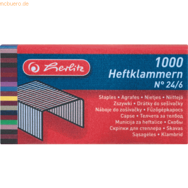 4008118760522 - Heftklammer No24 6 verzinkt 2x1000 Stück Heftklammer - Herlitz