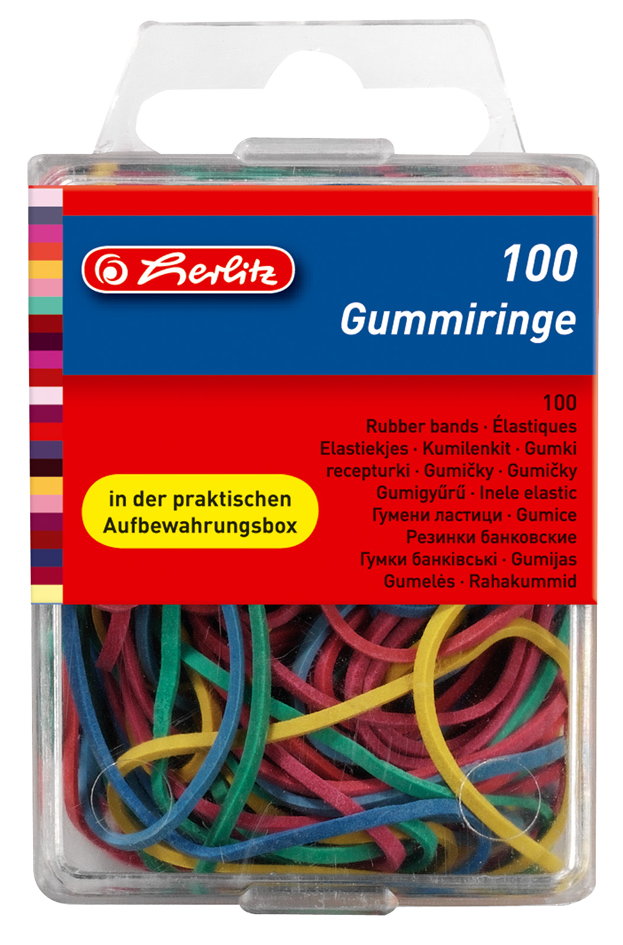 4008118770002 - herlitz Gummiringe farbig sortiert Größen-Mix in verschiedenen Durchmesser 20 mm bis 70 mm (8770000)