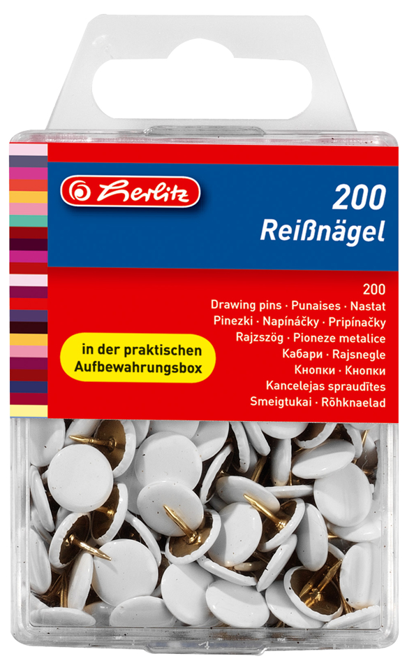 4008118770156 - 5 x Reißnägel VE=200 Stück kunststoffüberzogen weiß