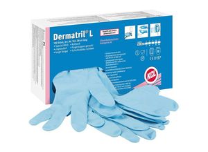 4008198774198 - Einmalhandschuh dermatril 741 l blau ungepudert Gr9 (Box a 100 Stk) - KCL