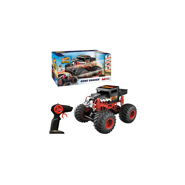 4008332301921 - Hot Wheels Bone Shaker - Ferngesteuertes Auto mit Licht und voller Lenk- & Fahrfunktion schwarz rot