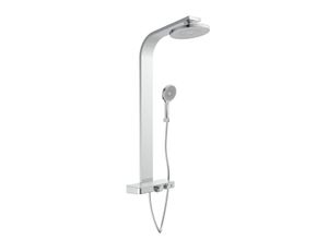 4008431605708 - - Duschpaneel samoa rain Regendusche mit Thermostat und Glasablage Handbrause mit 3 Funktionen Dusche Chrom Hellgrau - Chrom Hellgrau