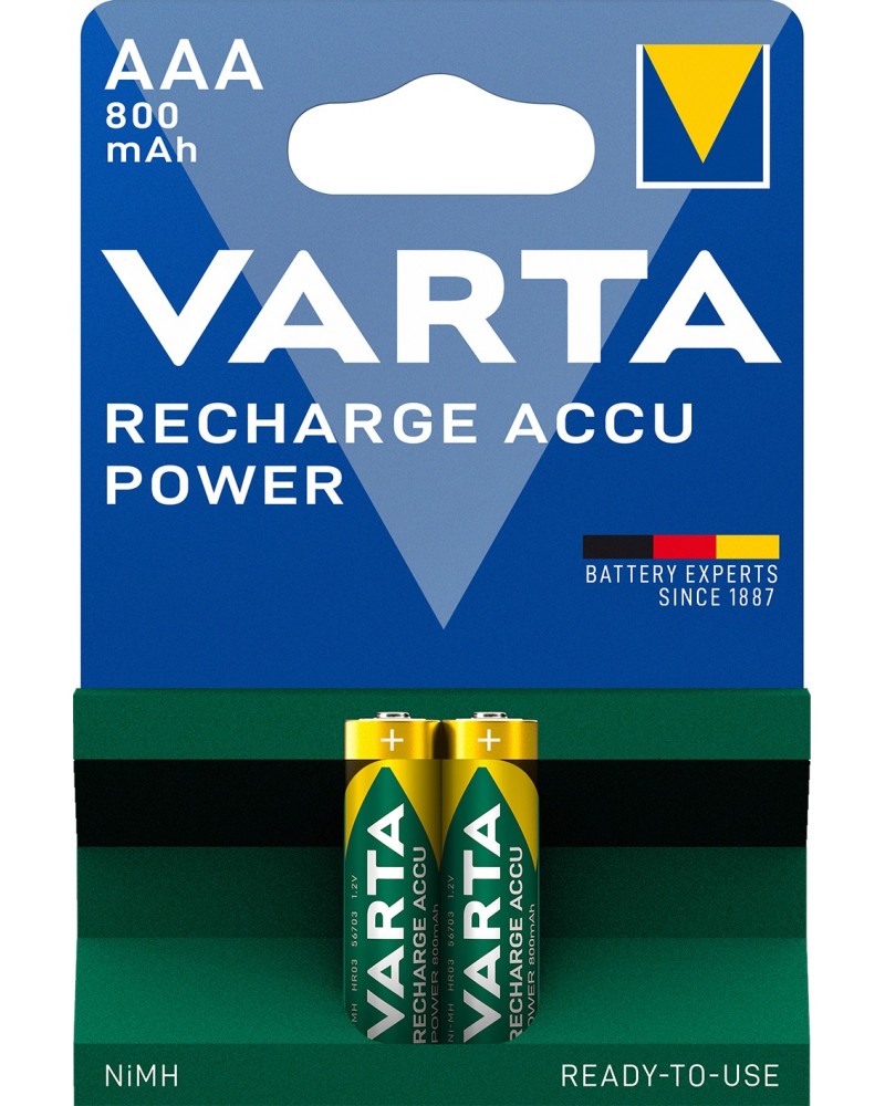 4008496550579 - Akkuzelle Recharge Accu Power 12 v 800 mAh R03-AAA-Micro HR03 2 - Varta