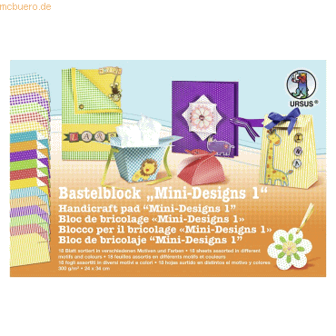 4008525120438 - 5 x Bastelblock Mini Designs 1 300g qm 24x34cm VE=18 Blatt 4008525120438 - 5 x Bastelblock Mini Designs 1 300g qm 24x34cm VE=18 Blatt
