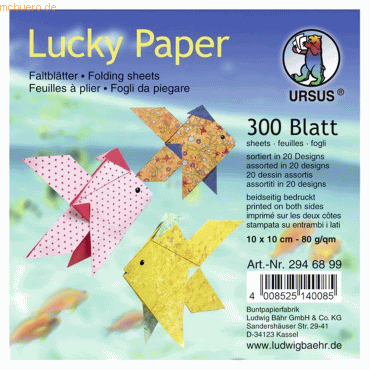 4008525140085 - Faltblätter Lucky Paper 80g qm 10x10cm 20 Designs VE=300 B