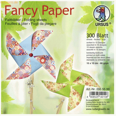 4008525140108 - Faltblätter Fancy Paper 80g qm 15x15cm 15 Designs VE=300 B