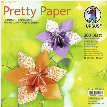 4008525154303 - Faltblätter Pretty Paper 80g qm 20x20cm 9 Designs VE=300 B