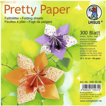 4008525154310 - Faltblätter Pretty Paper 80g qm 15x15cm 9 Designs VE=300 B