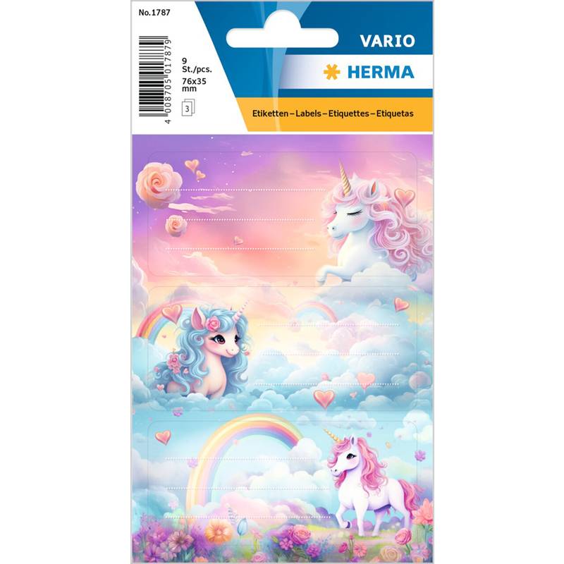4008705017879 - HERMA SCHULETIKETTEN VARIO HAPPY UNICORNS 4008705017879 - HERMA SCHULETIKETTEN VARIO HAPPY UNICORNS