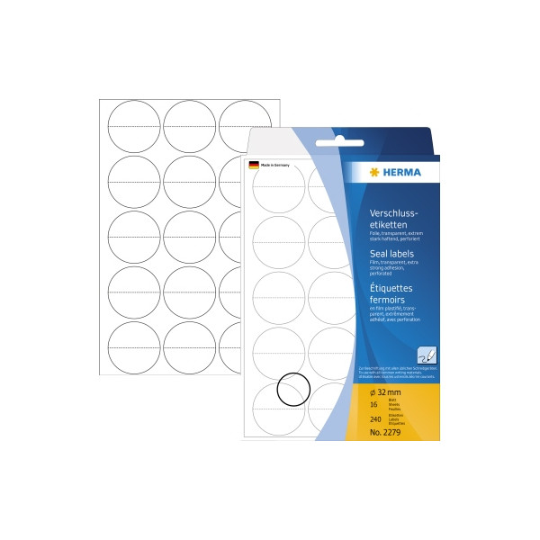 4008705022798 - 2279 Etiketten (Handbeschriftung) Ø 32 mm Folie Transparent 240 St Permanent Verschluss-Etiketten