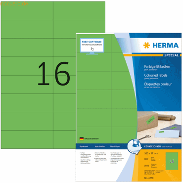 4008705042598 - HERMA 4259 Multifunktionsetiketten SuperPrint Grün Rechteckig 1600 Etiketten pro Packung