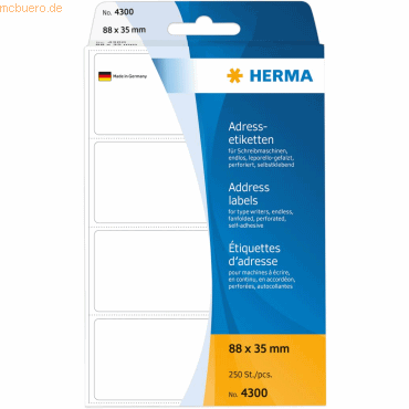 4008705043007 - HERMA Adress-Etiketten Adress-Etiketten 88x35 250St 880 x 350 mm weiß