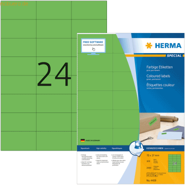 4008705044097 - HERMA 4409 Multifunktionsetiketten SuperPrint Grün Rechteckig 2400 Etiketten pro Packung