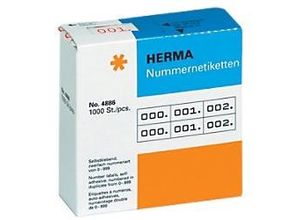 4008705048866 - HERMA Nummernetiketten doppelt selbstklebend 10x22 mm Aufdruck rot - 0-999 - Rot - Weiß - Papier - Deutschland - 10 mm - 22 mm - 2000 Stück(e)