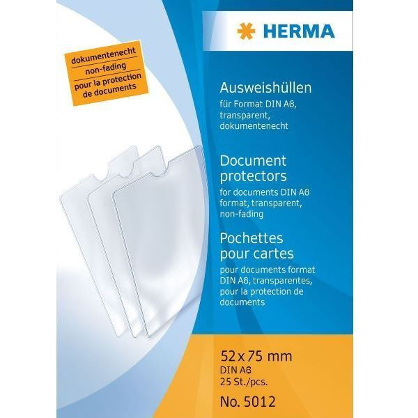 4008705050128 - 25 x HERMA Ausweishülle 52x75mm für Dokumente Format DIN A8