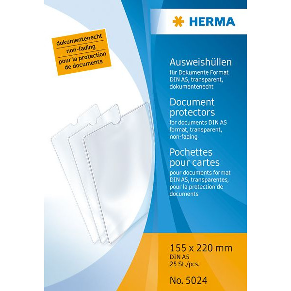 4008705050241 - Ausweis- Steckhülle A5 PP transp 155x220mm 4008705050241 Herma