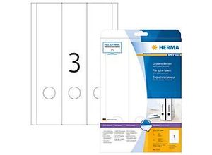 4008705051354 - HERMA Ordneretiketten A4 61x297 mm weiß Papier matt blickdicht 75 St - Weiß - Abgerundetes Rechteck - Dauerhaft - Papier - Matte - Laser Inkjet