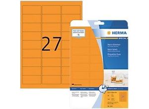 4008705051415 - HERMA Neonetiketten A4 635x296 mm neon-orange Papier matt 540 St - Orange - Abgerundetes Rechteck - Dauerhaft - Papier - Matte - Laser Inkjet