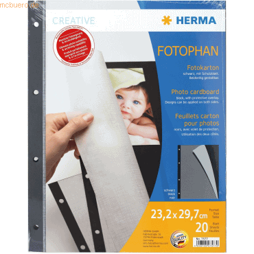 4008705075770 - 7577 - Fotokarton (232 x 297 mm 230 g m² 20 Blatt mit strukturiertem Pergamentpapier beidseitig bedruckbar) Farbe schwarz - Herma