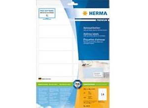 4008705086356 - HERMA Adressetiketten Premium A4 991x381 mm weiß Papier matt 140 St - Weiß - Papier - Laser Inkjet - Matte - Dauerhaft - Abgerundetes Rechteck