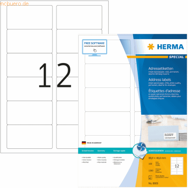 4008705088053 - HERMA Inkjet-Etiketten weiß 889x466mm Special A4 VE=1200 Stück