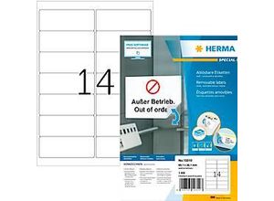 4008705103107 - HERMA Repositionierbare Adressetiketten A4 991x381 mm weiß Movables Papier matt 1400 St - Weiß - Papier - Laser Inkjet - Matte - Entfernbar - Abgerundetes Rechteck