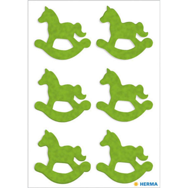 4008705152501 - 10 x HERMA Schmucketikett Magic Schaukelpferd Filz Hellgrün 1 Blatt 4008705152501 - 10 x HERMA Schmucketikett Magic Schaukelpferd Filz Hellgrün 1 Blatt