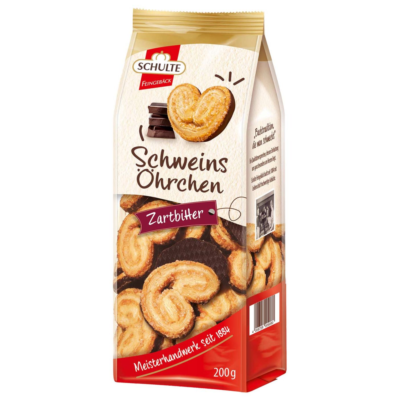 4008728009103 - Zartblättrige Schweinsöhrchen mit Zartbitter Schokolade von Schulte 200g