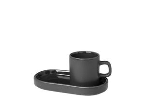 4008832637148 - Espressotasse BLOMUS PILAR Trinkgefäße Gr Ø 5 cm x 6 cm 50 ml grau (dunkelgrau) 2 Tassen Untertassen