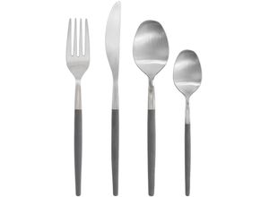 4008832779381 - Besteck-Set BLOMUS MAXIME Essbesteck-Sets Gr 16 tlg grau (sharkskin) Besteckgarnituren matt bebürstet Griffe mit Kunststoffbeschichtung