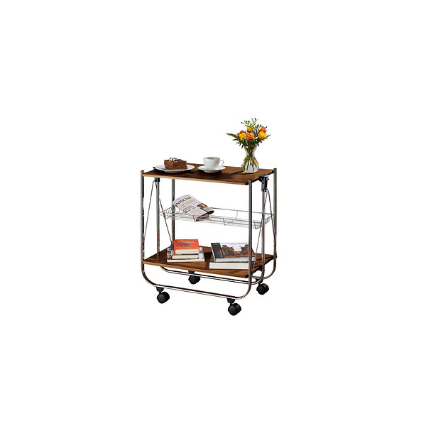 4008838105702 - Servierwagen WENKO DELUXE Rollwagen Gr B H T 68 cm x 70 cm x 41 cm braun (nussbaumfarben silberfarben) Küchenaccessoires