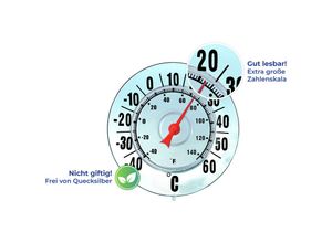 4008838108956 - - Maximex Außen-Thermometer ø 18 cm Transparent Polystyrol transparent Kunststoff - transparent