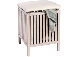 4008838147849 - Hocker Norway Weiß mit Wäschesammler Badhocker massives Walnussholz Weiß Walnussholz weiß gekälkt Baumwolle Polyester - weiß - Wenko 4008838147849 - Hocker Norway Weiß mit Wäschesammler Badhocker massives Walnussholz Weiß Walnussholz weiß gekälkt Baumwolle Polyester - weiß - Wenko